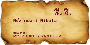 Nándori Nikola névjegykártya